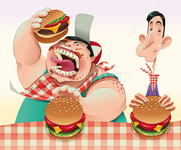 Guys with hamburgers Stock photo © ddraw
