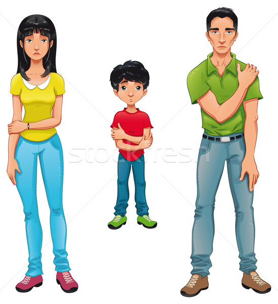 Ziek familie vector cartoon geïsoleerd Stockfoto © ddraw
