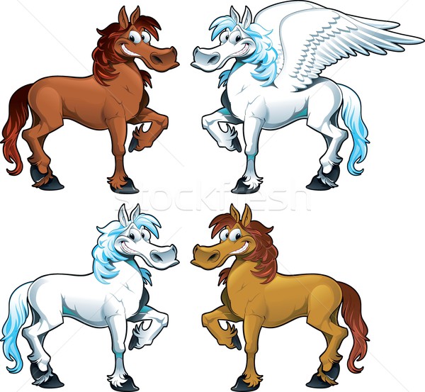Family of horses and the Pegasus. Stock photo © ddraw