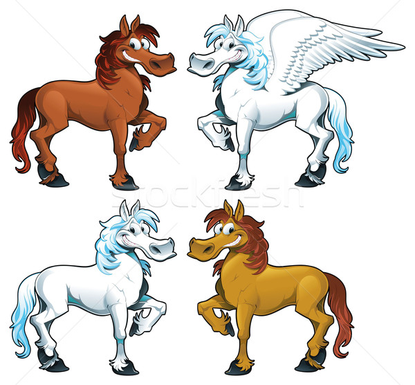 Family of horses and the Pegasus. Stock photo © ddraw
