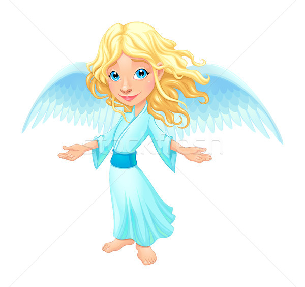 Mosolyog angyalszárnyak rajz vektor izolált karakter Stock fotó © ddraw