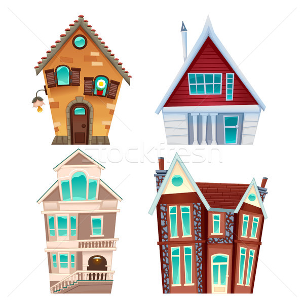 Szett házak vektor rajz izolált játékok Stock fotó © ddraw