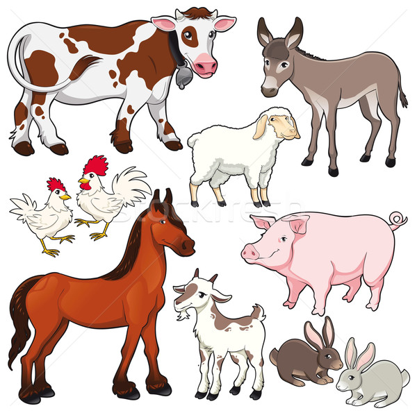 çiftlik hayvanları vektör karikatür yalıtılmış aile Stok fotoğraf © ddraw