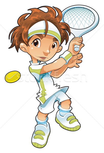 Baba teniszező vicces rajz vektor izolált Stock fotó © ddraw