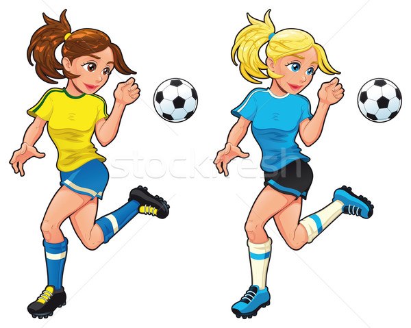 Voetbal vrouwelijke spelers vector cartoon geïsoleerd Stockfoto © ddraw