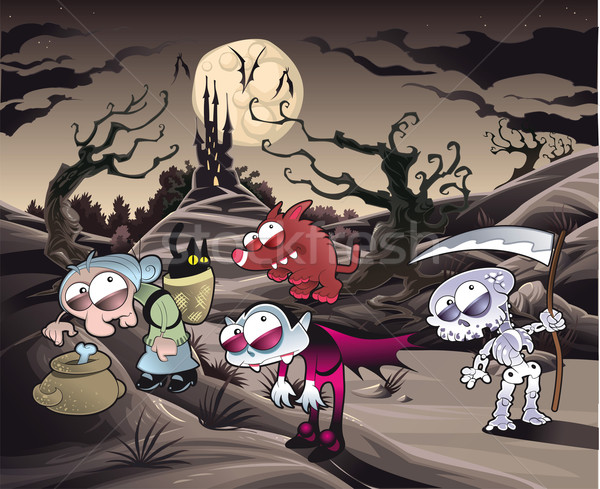 Horror landscape with characters. Stock photo © ddraw