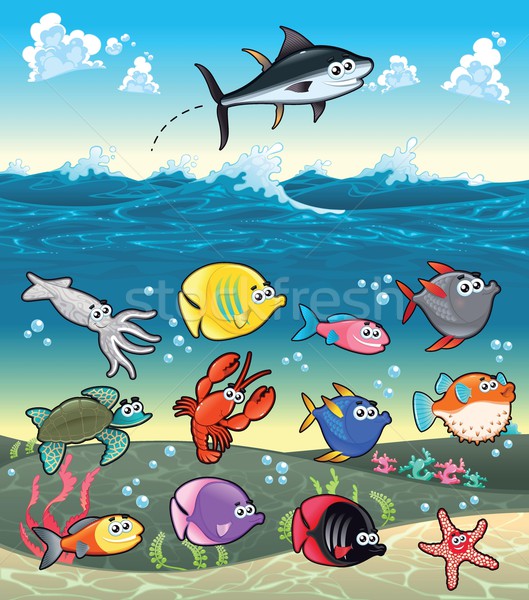 Familia funny peces mar vector aislado Foto stock © ddraw