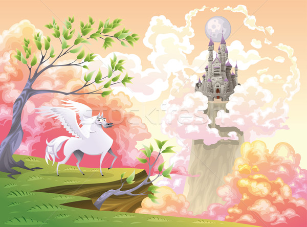 Pegasus and mythological landscape. Stock photo © ddraw
