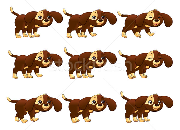 Hond lopen animatie cartoon vector geïsoleerde objecten Stockfoto © ddraw