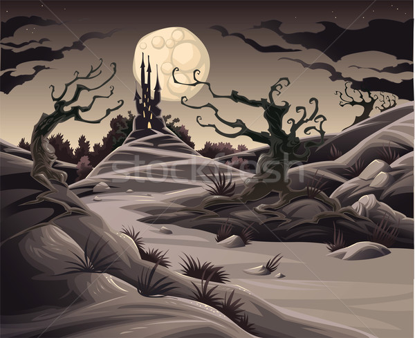 Horror krajobraz cartoon trawy charakter rock Zdjęcia stock © ddraw