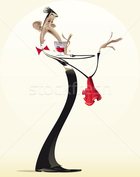 Funny waiter with red wine. Stock photo © ddraw