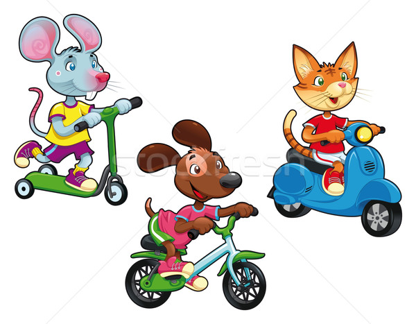 Zwierząt pojazdy funny cartoon wektora odizolowany Zdjęcia stock © ddraw