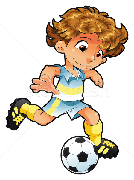 ребенка футболист смешные Cartoon вектора изолированный Сток-фото © ddraw