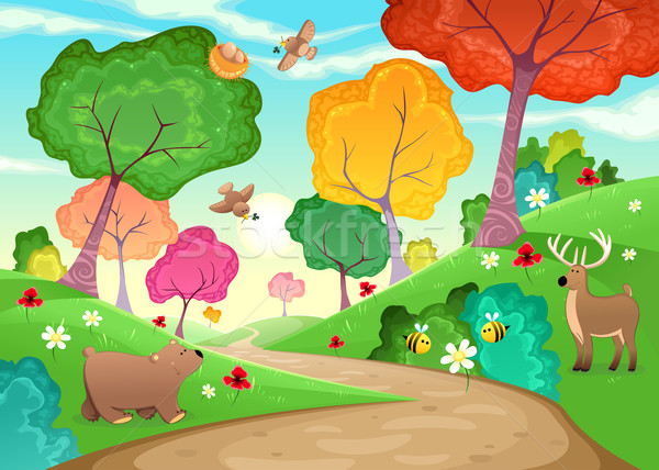 Family of animals in the wood. Stock photo © ddraw