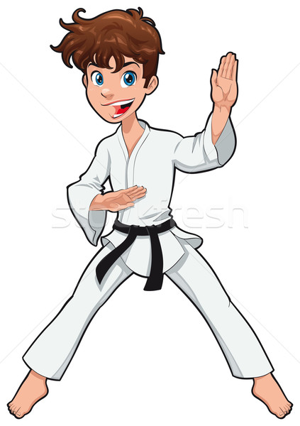 Młody chłopak karate gracz wektora cartoon odizolowany Zdjęcia stock © ddraw