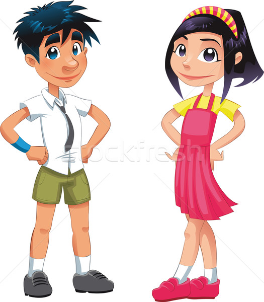 Nino nina funny Cartoon vector adolescente Foto stock © ddraw