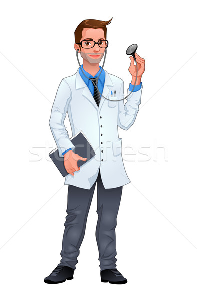 Fiatal orvos izolált vektor karakter férfi Stock fotó © ddraw