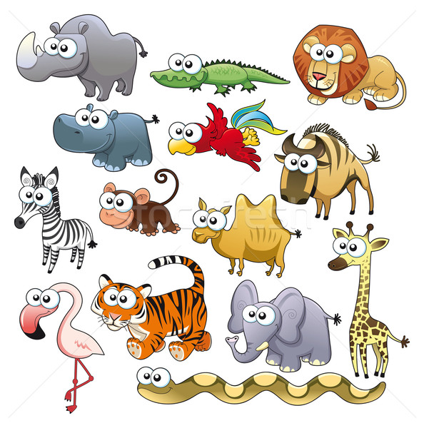 Szavanna állat család vicces rajz vektor Stock fotó © ddraw