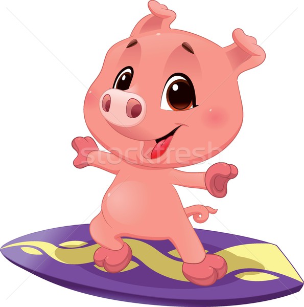 Pig with surf. Stock photo © ddraw