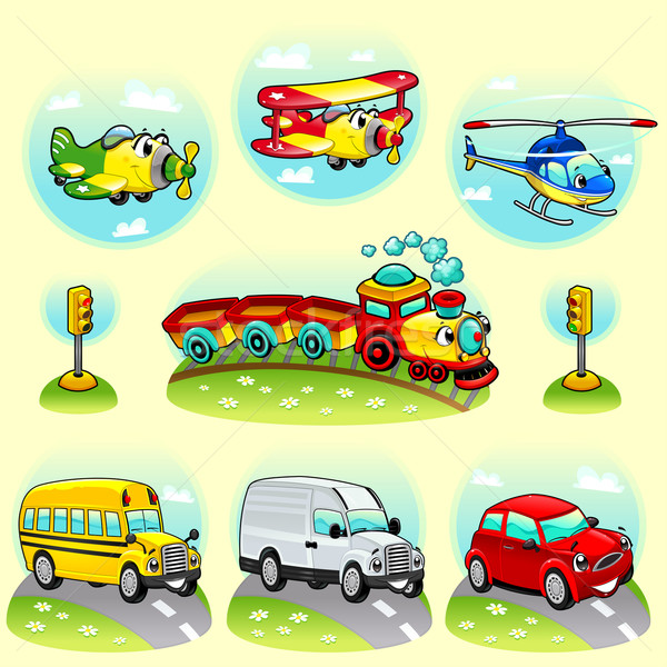Funny vehicles with background. Stock photo © ddraw