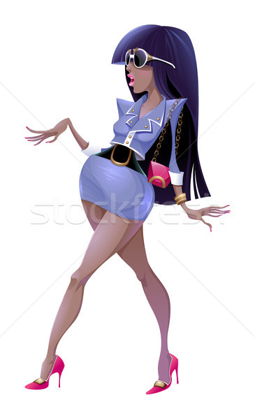 Divat nő sétál rajz izolált karakter Stock fotó © ddraw