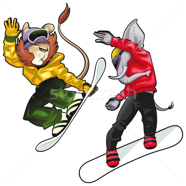 Savanne dieren snowboard vector geïsoleerd Stockfoto © ddraw