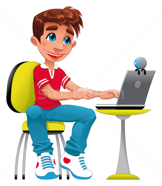 Boy and computer. Stock photo © ddraw