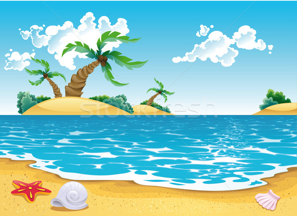 Cartoon морской пейзаж пляж небе природы океана Сток-фото © ddraw