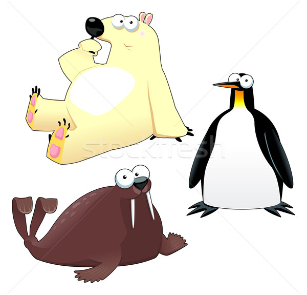 Polar Tiere Vektor isoliert Zeichen Farbe Stock foto © ddraw