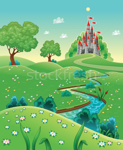 Foto stock: Panorama · castillo · Cartoon · flor · primavera · paisaje