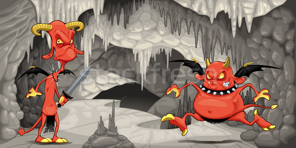 Inside the cavern with funny devils. Stock photo © ddraw