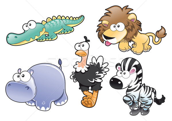 Sabana animales familia funny Cartoon vector Foto stock © ddraw