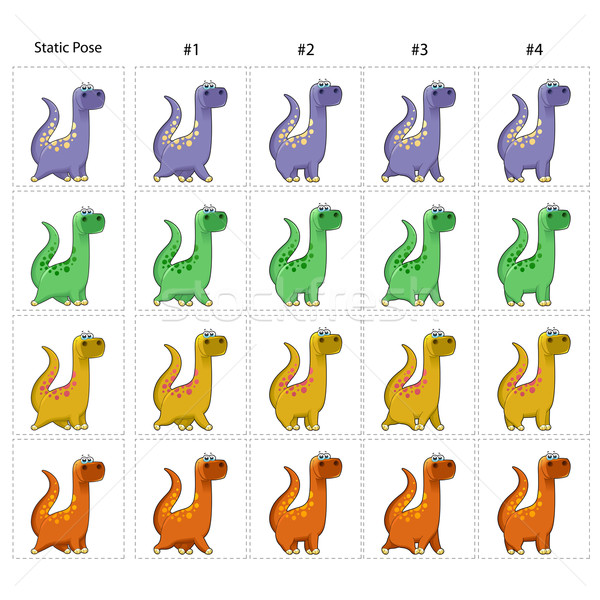 Animación cuatro funny dinosaurios caminando marcos Foto stock © ddraw