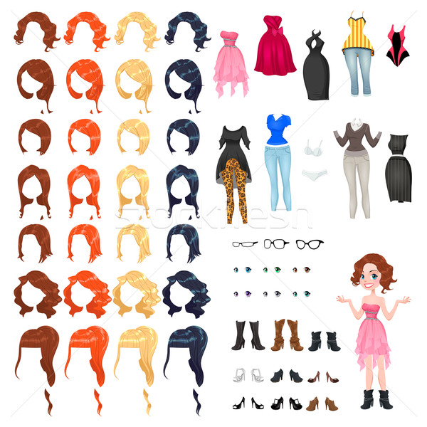 Avatar kobieta pojedyncze obiekty fryzury kolory jeden Zdjęcia stock © ddraw