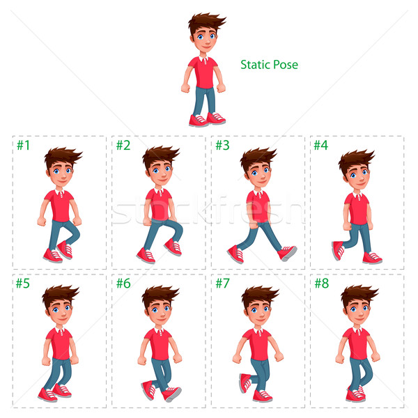 Animasyon erkek yürüyüş sekiz kareler statik Stok fotoğraf © ddraw