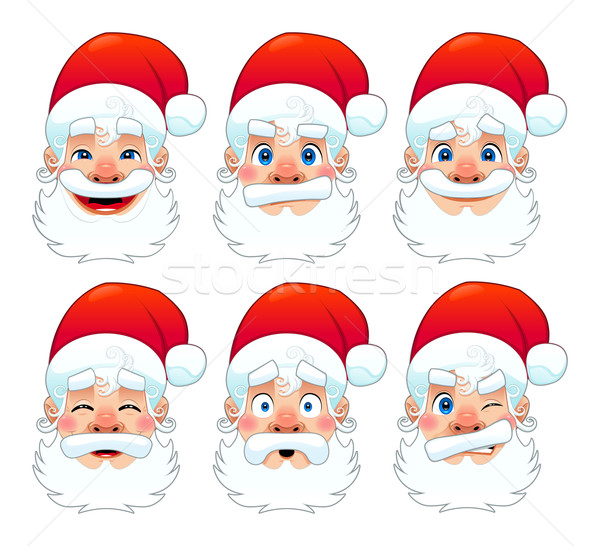 Kerstman meervoudig uitdrukkingen grappig cartoon vector Stockfoto © ddraw