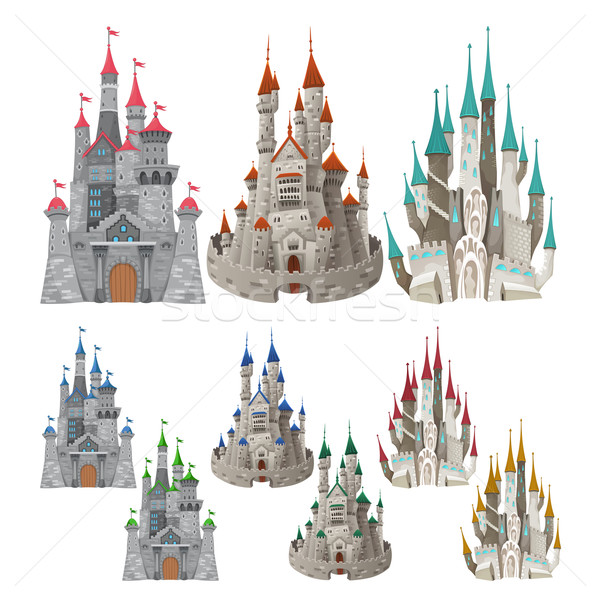 Set of medieval castles in different colors. Stock photo © ddraw