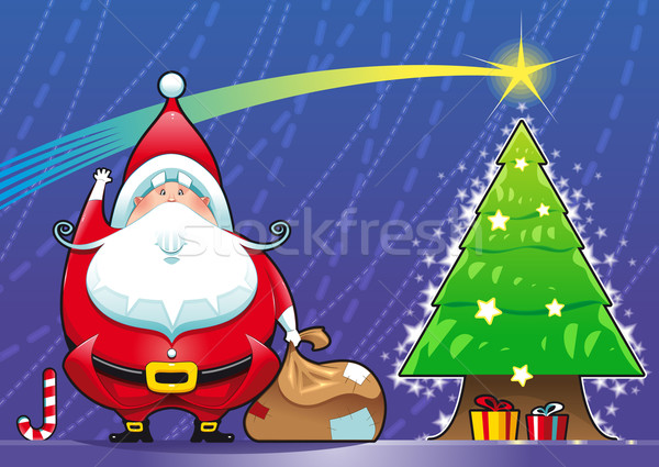Santa Claus with Christmas tree. Stock photo © ddraw