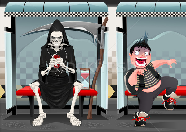 Reuniuni metrou statie amuzant desen animat student Imagine de stoc © ddraw