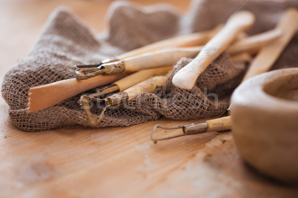 Ingesteld vuile tools aardewerk workshop kunst Stockfoto © deandrobot
