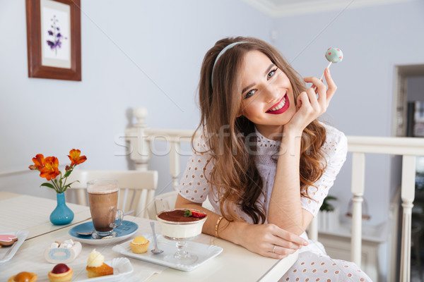 Stock foto: Heiter · ziemlich · Essen · Lutscher · Kaffeehaus