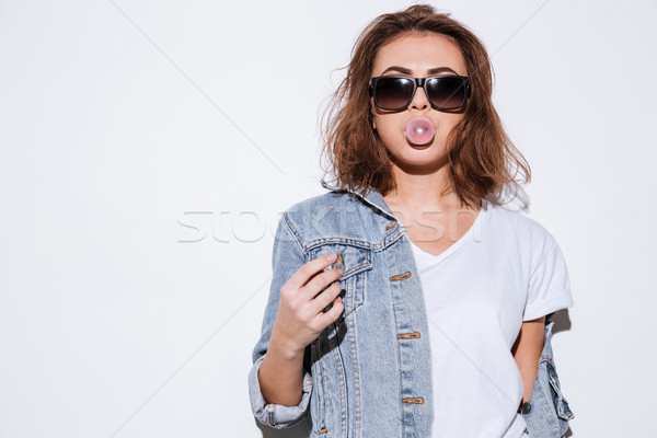 若い女性 バブル ガム 写真 ストックフォト © deandrobot