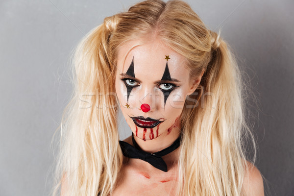 Portrait insouciance femme blonde halloween composent [[stock_photo]] © deandrobot