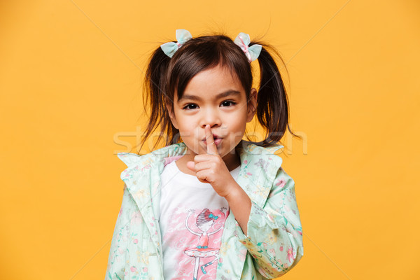 Cute девочку ребенка молчание жест Сток-фото © deandrobot