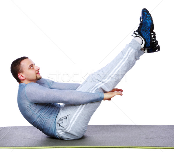[[stock_photo]]: Musculaire · homme · exercice · blanche · fitness
