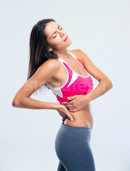 Stockfoto: Fitness · vrouw · kant · pijn · grijs · medische · lichaam