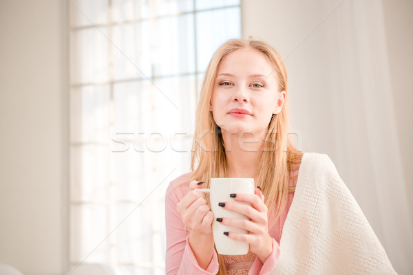 ストックフォト: 美人 · 飲料 · コーヒー · 午前 · 肖像 · 小さな