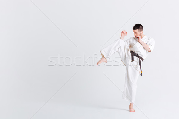 Férfi vadászrepülő kimonó izolált fehér férfi Stock fotó © deandrobot