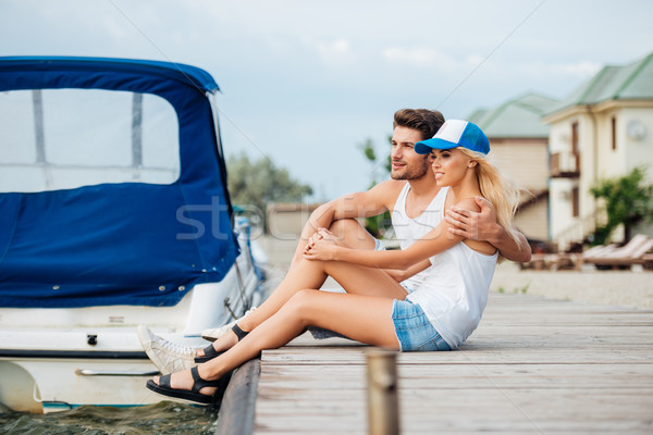 Stockfoto: Paar · samen · pier · mooie