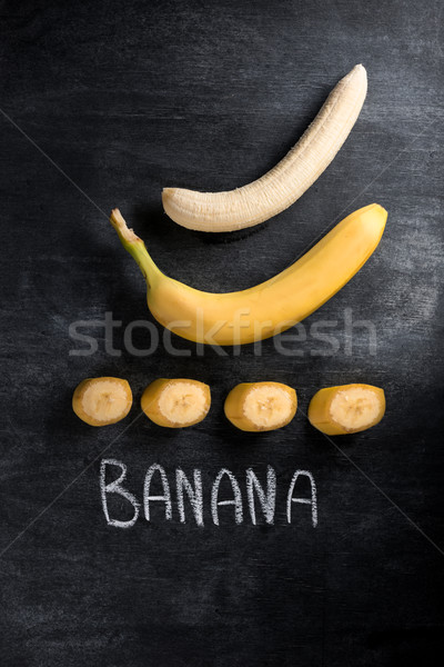 Top afbeelding vruchten banaan donkere Stockfoto © deandrobot